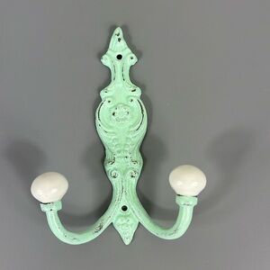 Aqua Wall Hook - Painted Wall Hook Towel Hook Double Wall Hook